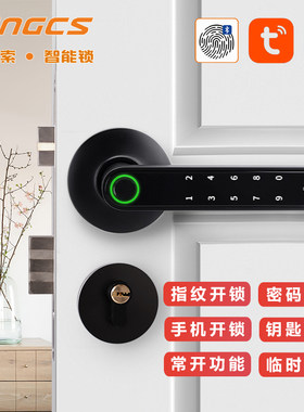 涂鸦通通锁智能家居室内电子指纹密码房间卧室木门球形分体锁钥匙