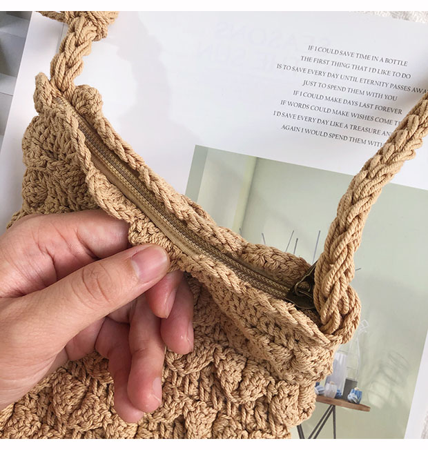 新款鱼鳞片小包棉线包编织包沙滩度假ins日韩单肩小包斜挎手机包