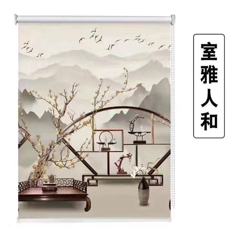 加厚全遮光家用卷帘窗帘阳台客厅卧室打孔卫生间手拉式升降帘成品