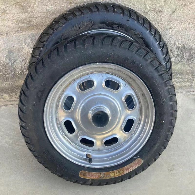 350-10手推车轮胎直径40cm轮连轴超载重摩托车旧轮独轮车轮翻新轮