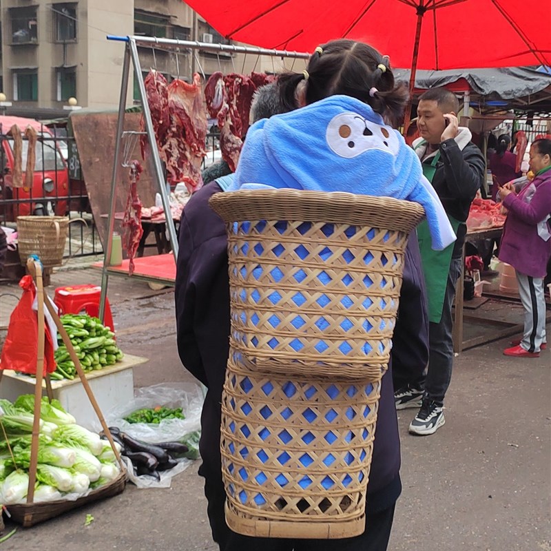 背篓竹编纯手工背娃儿小孩宝宝背篼背宝宝大背篓大背筐大人背篼