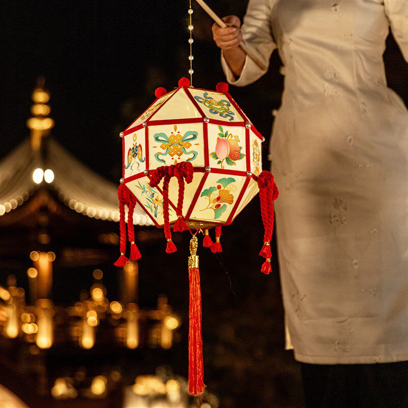 2026新年灯笼手工diy材料包元宵节自制非遗竹编滚灯手提花灯宫灯