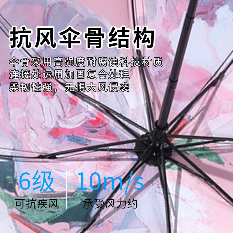 双层双花网红爆款伞轻奢小巧便携折叠遮阳防晒防紫外线三折伞黑胶