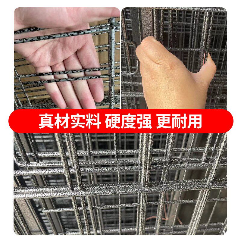 特粗狗笼加粗不锈铁丝带天窗泰迪狗笼子猫笼兔笼宠物折叠中小型犬