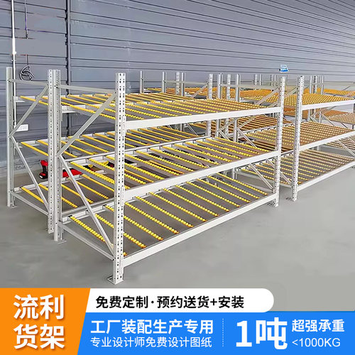 九实流利条货架线棒滑轨滚轮仓库分拣先进先出滑轮车间精益管货架