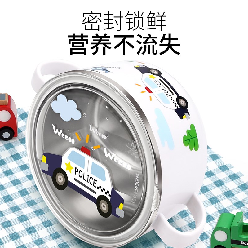 绿扣小学生汤碗儿童带刻度宝宝吃饭专用饭碗不锈钢316餐具副食品