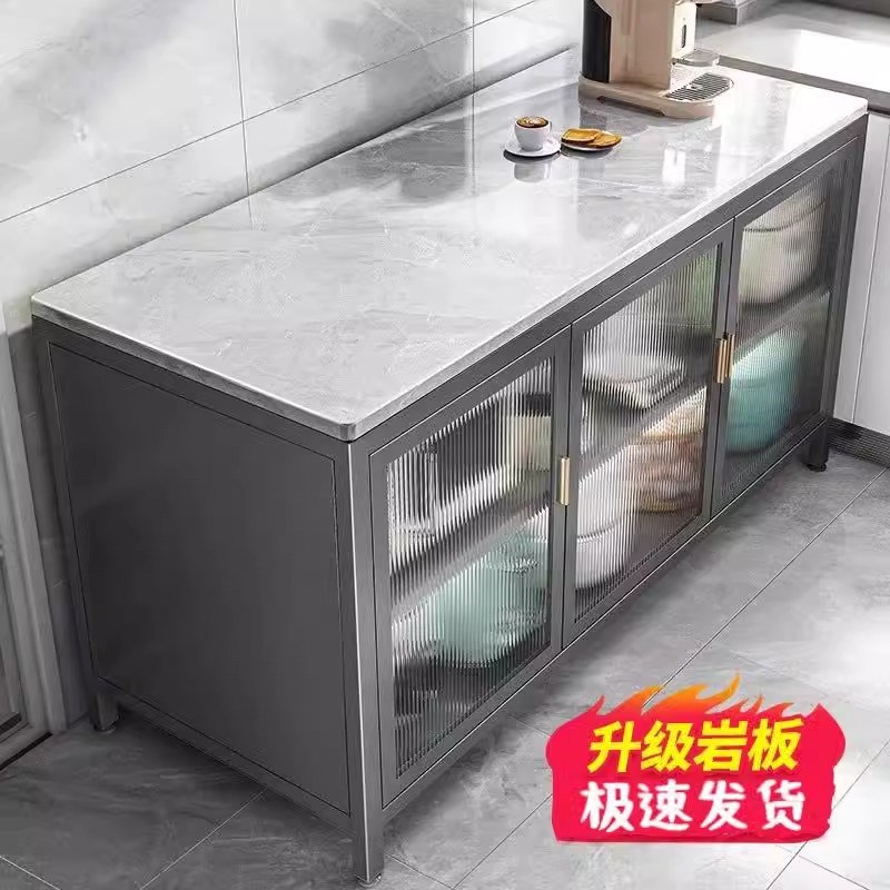 厨房岩板置物架餐边收纳柜落地多层微波炉多功能收纳层架碗盘柜整