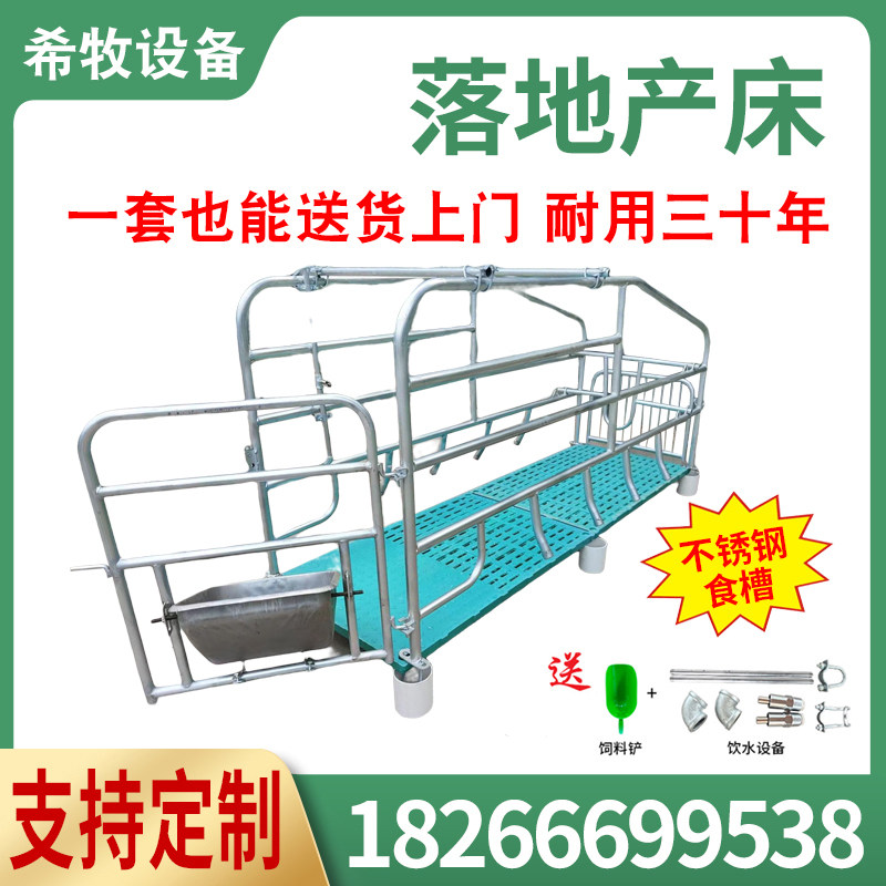 母猪产床落地式带漏粪板产保一体定位栏限位栏不锈钢食槽分娩床