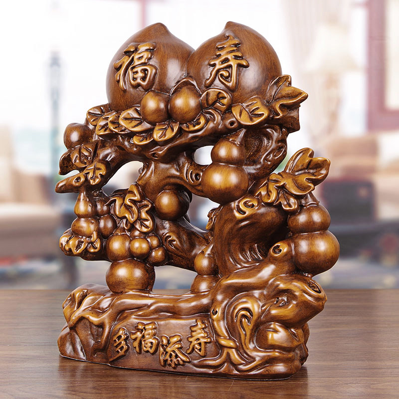 实木雕刻寿桃摆件老年人过大寿爷爷奶奶长辈实用祝寿贺寿生日礼物