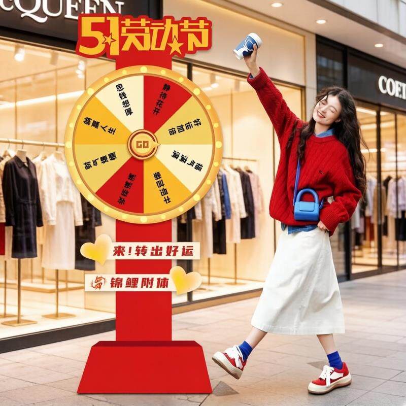 51劳动节幸运大转盘抽奖游戏道具kt板美容院商场餐饮服装开业装饰