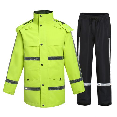 三层复合保安服荧光绿交通反光巡逻套装交巡衣防雨服男女制式雨衣