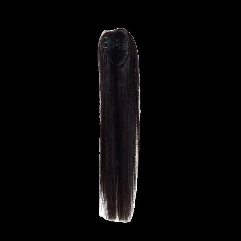 真人发丝马尾假发高抓夹女长发超轻半扎假马尾辫子短接长发可烫染