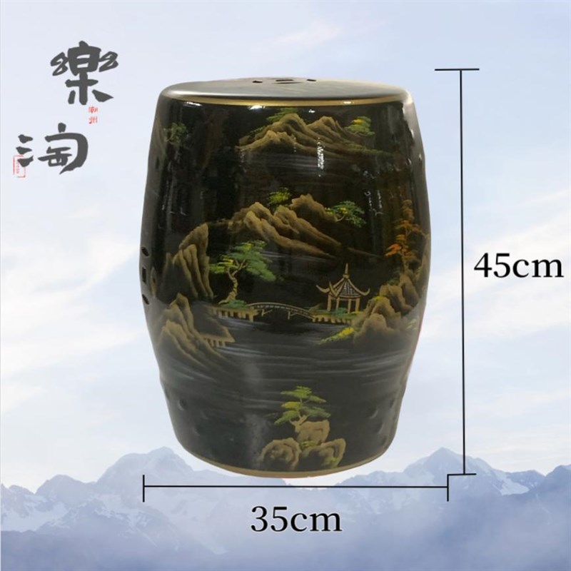 新中式化妆凳换鞋凳陶瓷鼓凳圆凳子梳妆凳花架凳古筝凳欧式陶瓷凳
