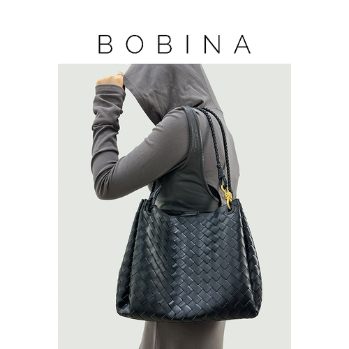 BOBINA真皮水桶包手工编织女包