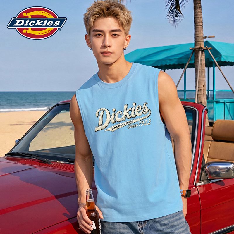 Dickies休闲坎肩背心男夏季纯棉圆领无袖百搭打底情侣款宽肩汗衫