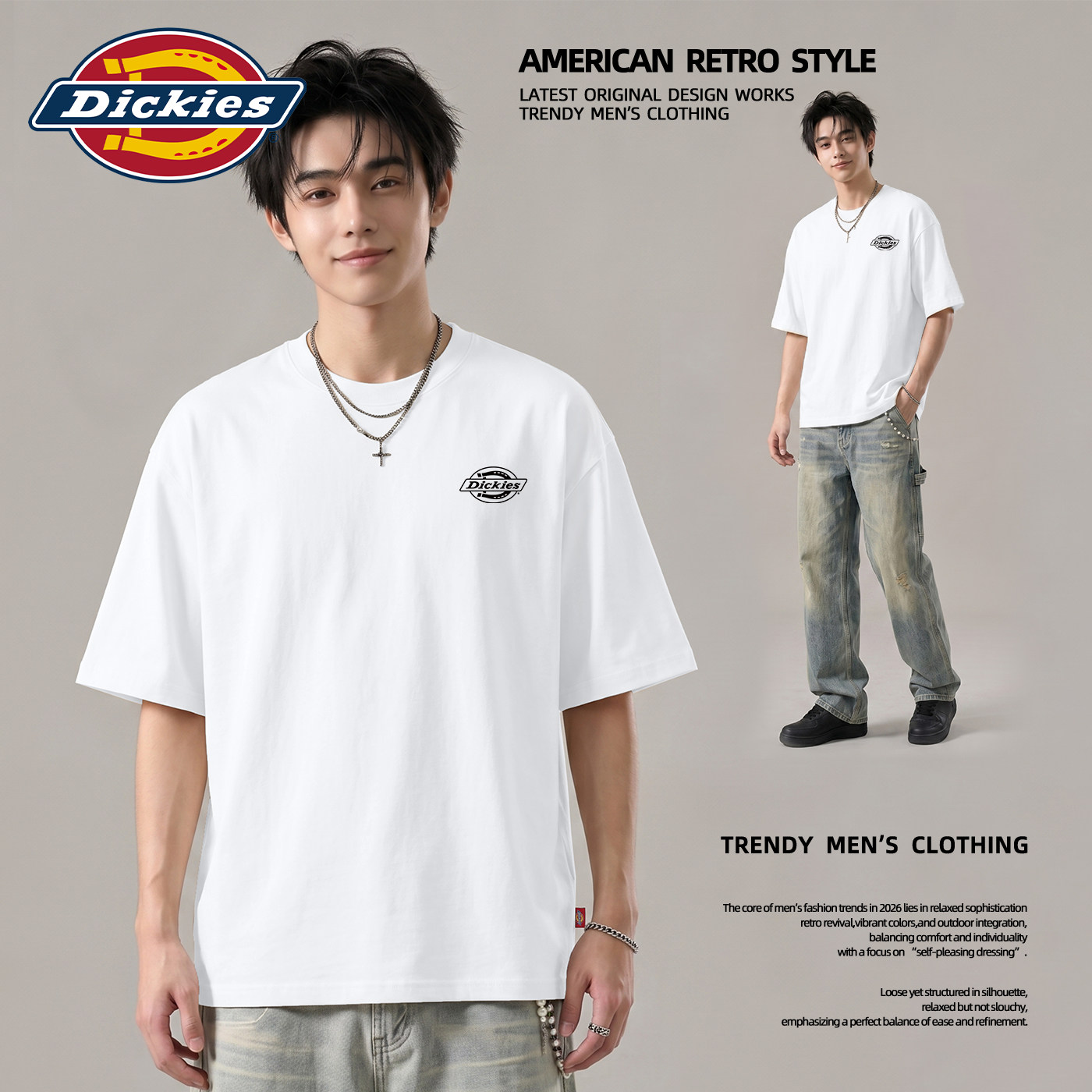 【官方正品】美式重磅正肩t恤男