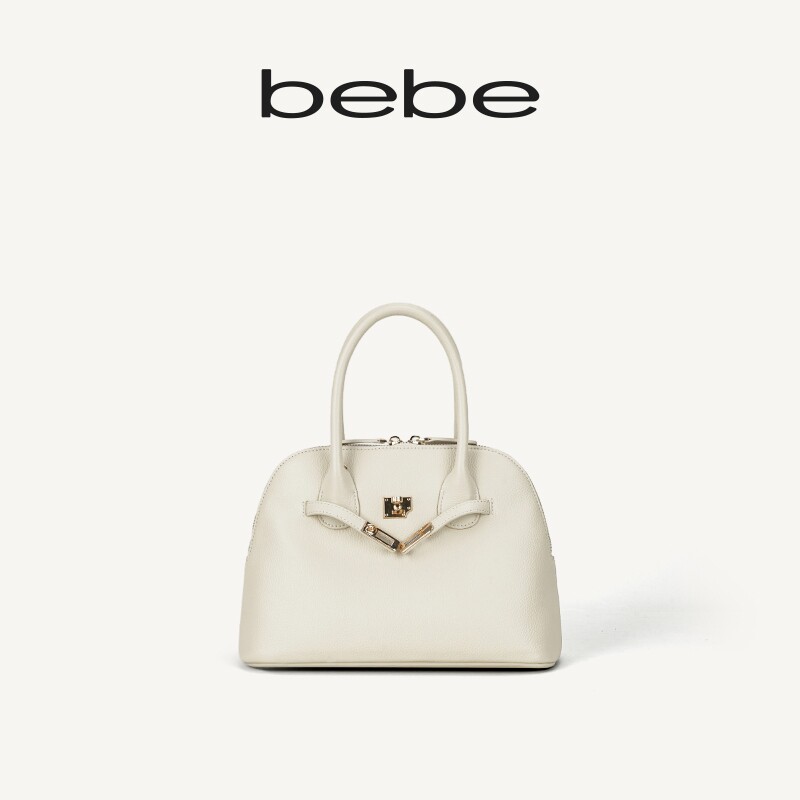 bebe 女士新款牛皮贝壳包白色手提通勤斜挎包