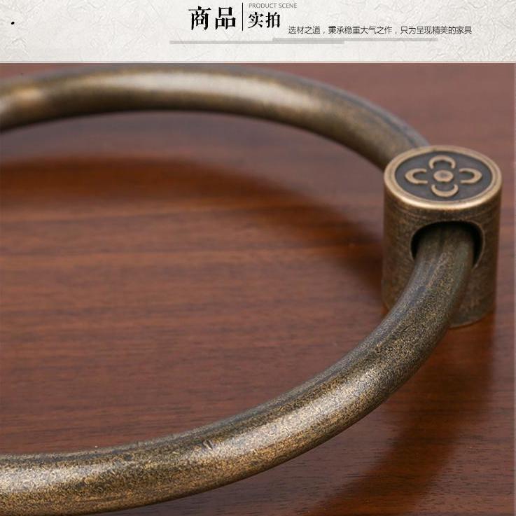 中式拉环黄铜单孔仿古全铜大门把手圆形实心圈金属圆环复古铜拉手