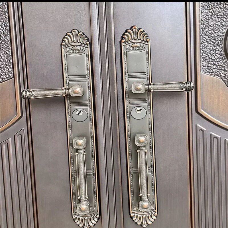 豪华别墅大门锁双开门对开防盗门把手大门拉手通用型锌合金手把