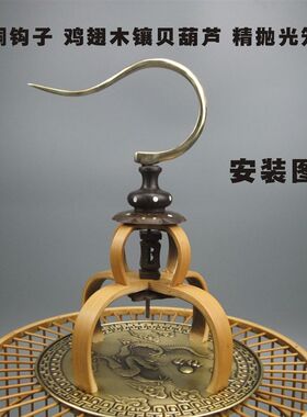 画眉鸟笼新款竹制圆形老竹皮画眉笼精抛光手工画眉鸟鸟笼全套配齐