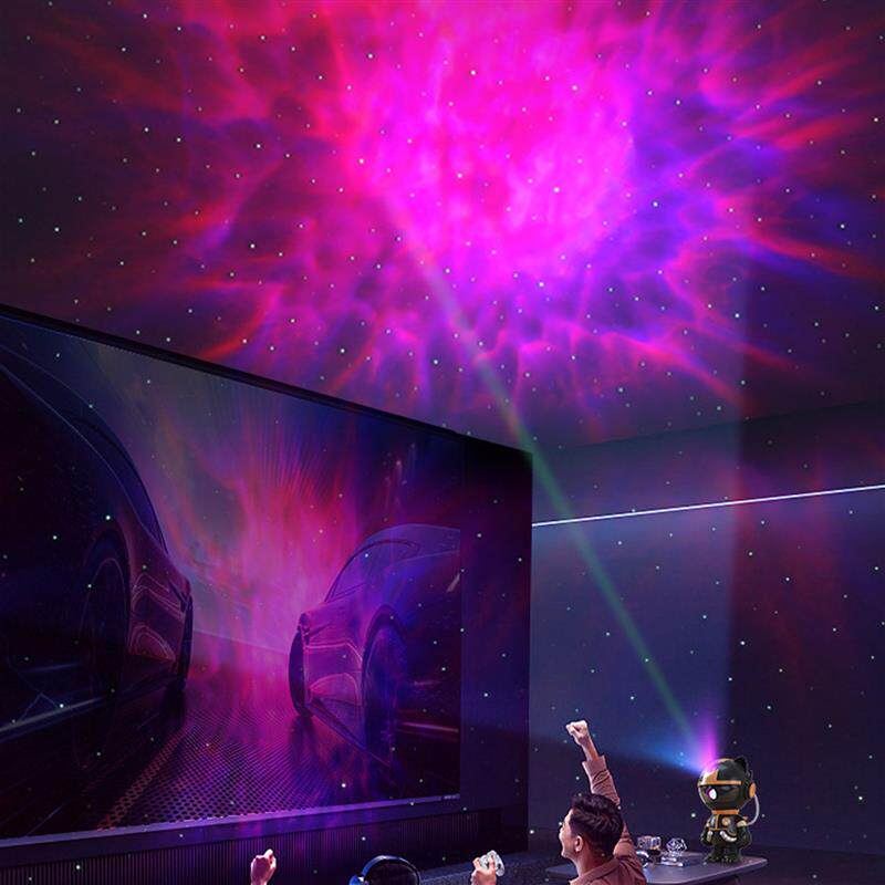 机器人星空投影灯360度旋转梦幻卧室满天星太空人七彩星云小夜灯