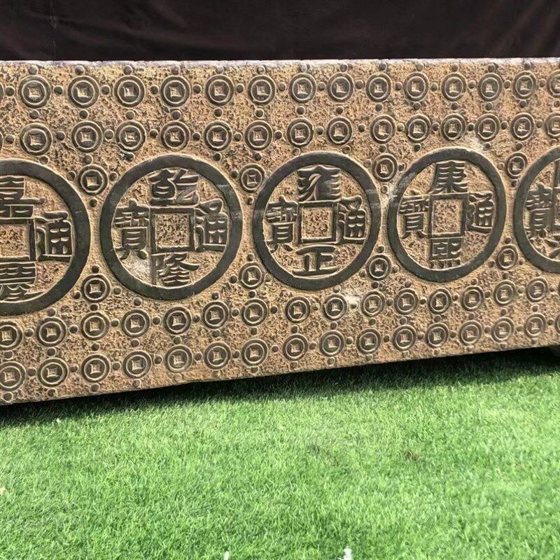 石雕花盆青石金钱石缸荷花鱼缸仿古养鱼户外水缸流水庭院石槽摆件