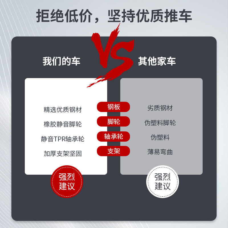 加厚钢板车平板车推货车静音折叠手推车搬运车拉货车四轮拖车便携