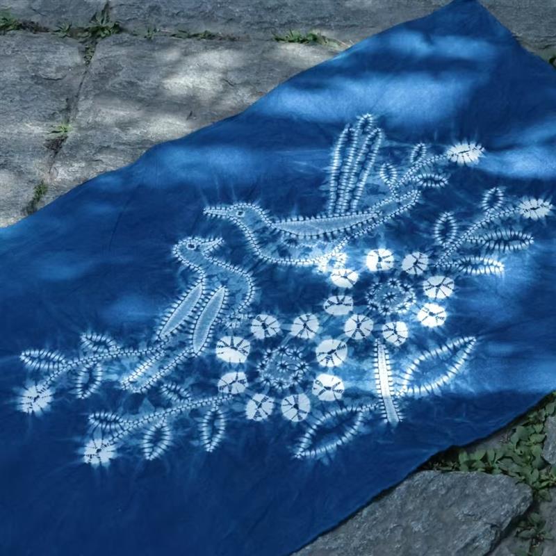 蓝续扎染 大理扎染壁画 装饰画 背景装饰画 纯天然植物染色