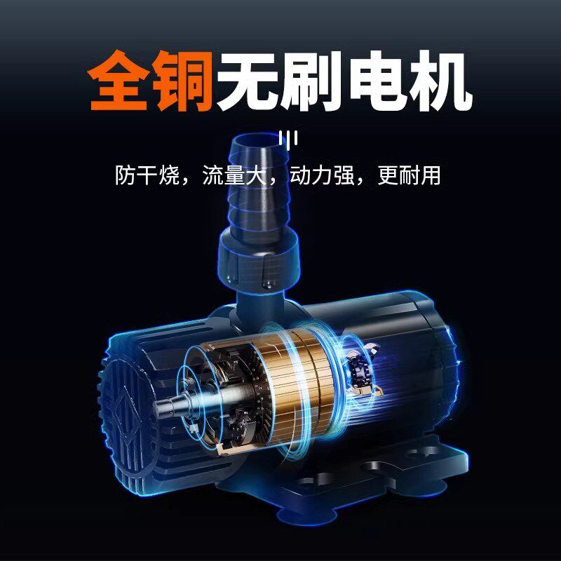 低压潜水泵超静音鱼缸过滤循环抽水假山流水鱼池12V安全变频水泵
