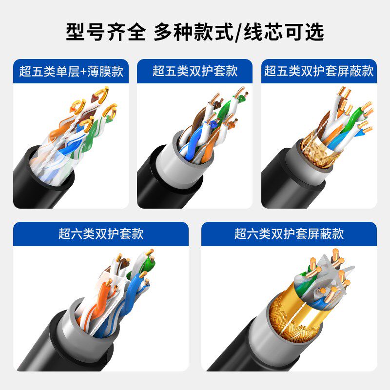 国标8芯无氧铜超五六类千兆防晒阻水室外网线POE监控家用工程整箱