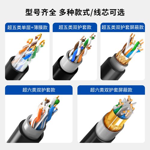 国标8芯无氧铜超五六类千兆防晒阻水室外网线POE监控家用工程整箱