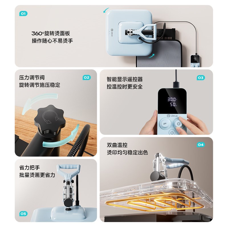 乐立克LOKLiK烫画机热压机T恤热转印手动烫印机手工DIY衣服定制