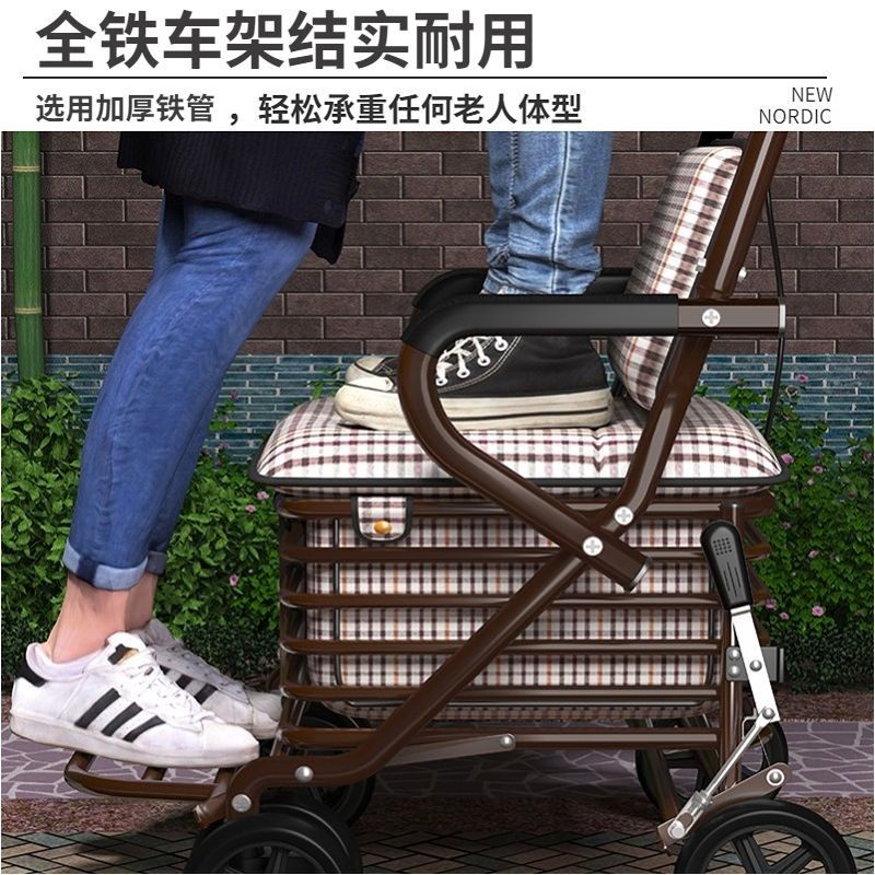 老人手推车助力代步可坐走路买菜代步车老年人坐的能推走的软椅子