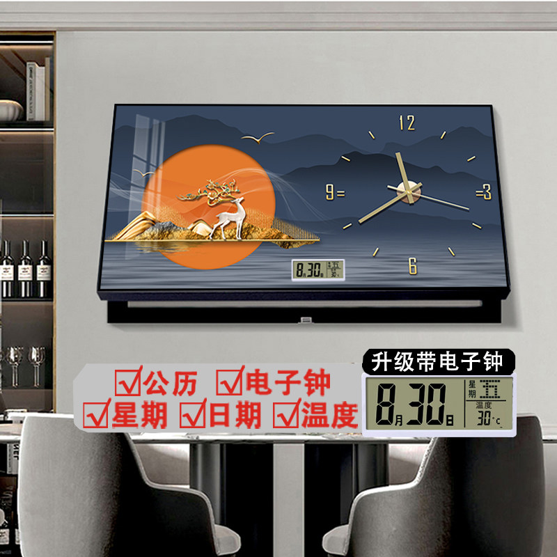 大尺寸电表箱装饰画带钟表电子万年历长配电箱餐厅电源箱遮挡挂画