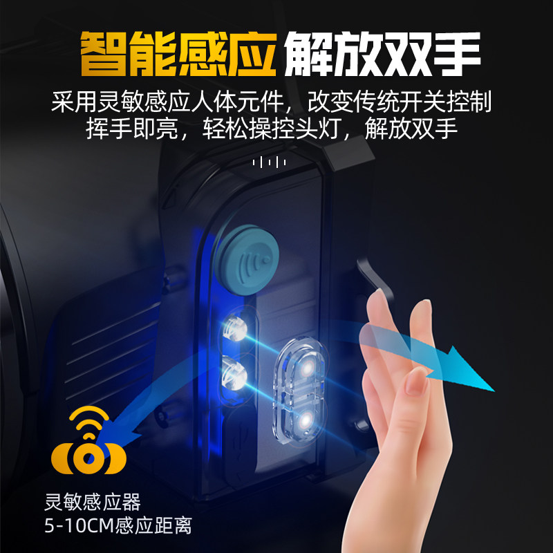 强光头灯超亮感应户外夜钓鱼充电超长续航头戴式USB矿灯防水蓝光