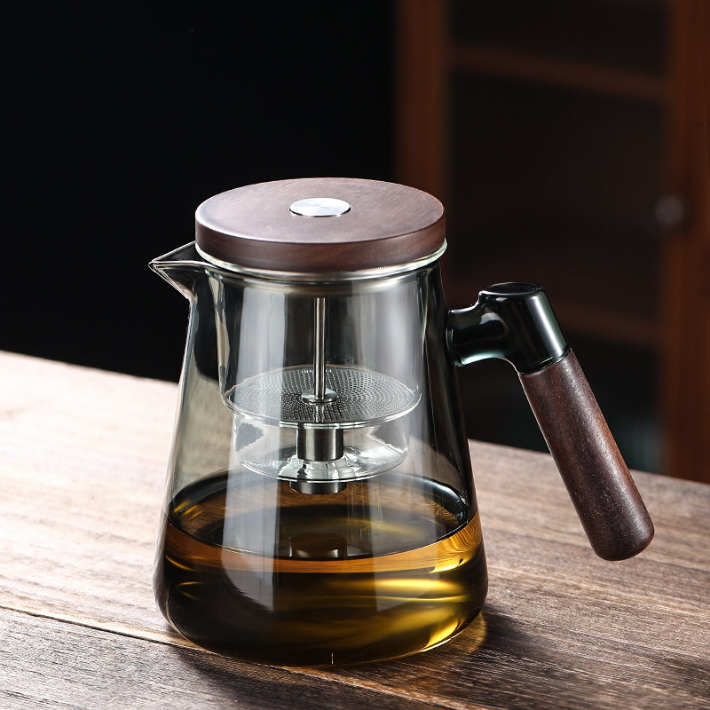 茶水分离飘逸杯玻璃内胆泡茶壶高端烟灰高硼硅玻璃可加热茶具新款