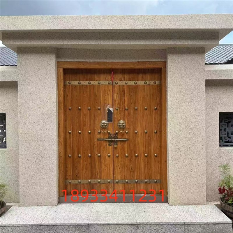 农村自建房别墅入户门柚木大门仿古中式四合院菠萝格庭院实木大门