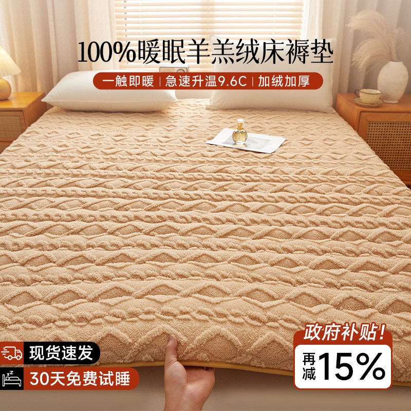 羊羔绒榻榻米冬季褥子保暖牛奶绒床垫床褥垫薄款隔脏垫子地铺软垫