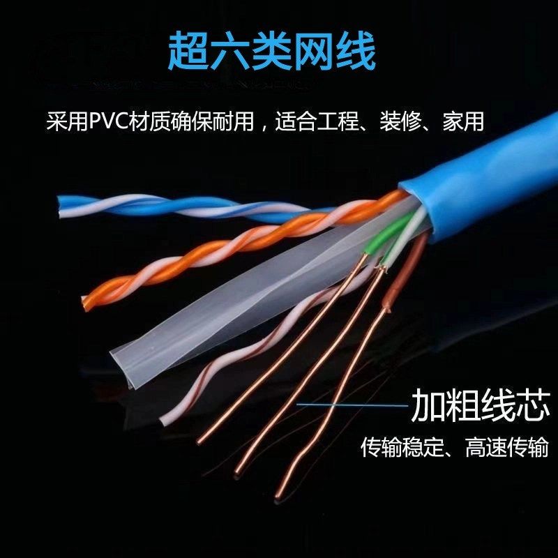 超六类千兆网线无氧铜万兆过测305米网络监控工程POE电脑线宽带线
