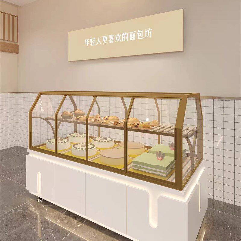 面包柜展示柜面包中岛柜弧形玻璃蛋糕店模型展示柜烘培边柜展示架