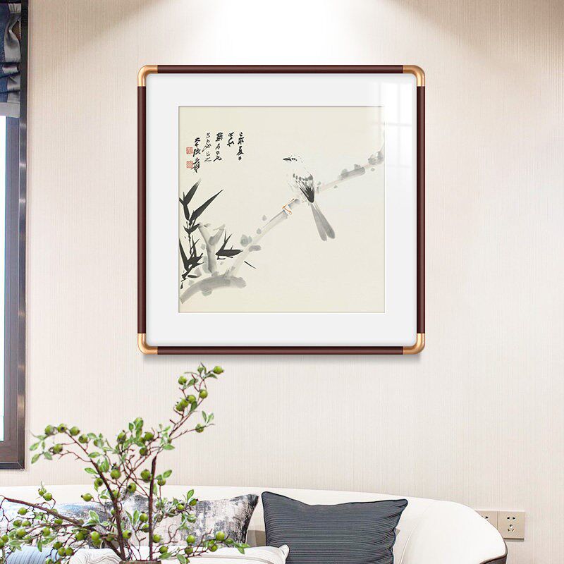 斗方张大千墨竹国画花鸟画新中式玄关挂画餐厅画走廊装饰画