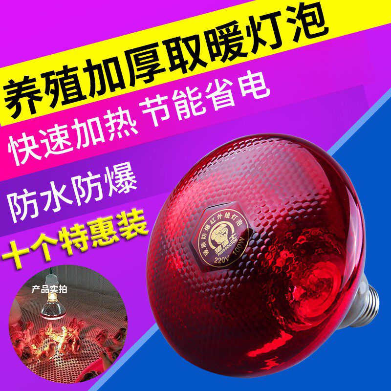 仔猪取暖灯泡兽用保温灯小鸡育雏加热灯防爆节能养殖场专用取暖