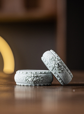 创意貔貅小石鼓茶宠摆件垫盖置杯垫中式小底座家居客厅桌面装饰品