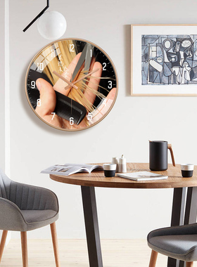 美容美发店创意挂钟造型室化妆间装饰简约墙钟发廊沙龙个性时钟表
