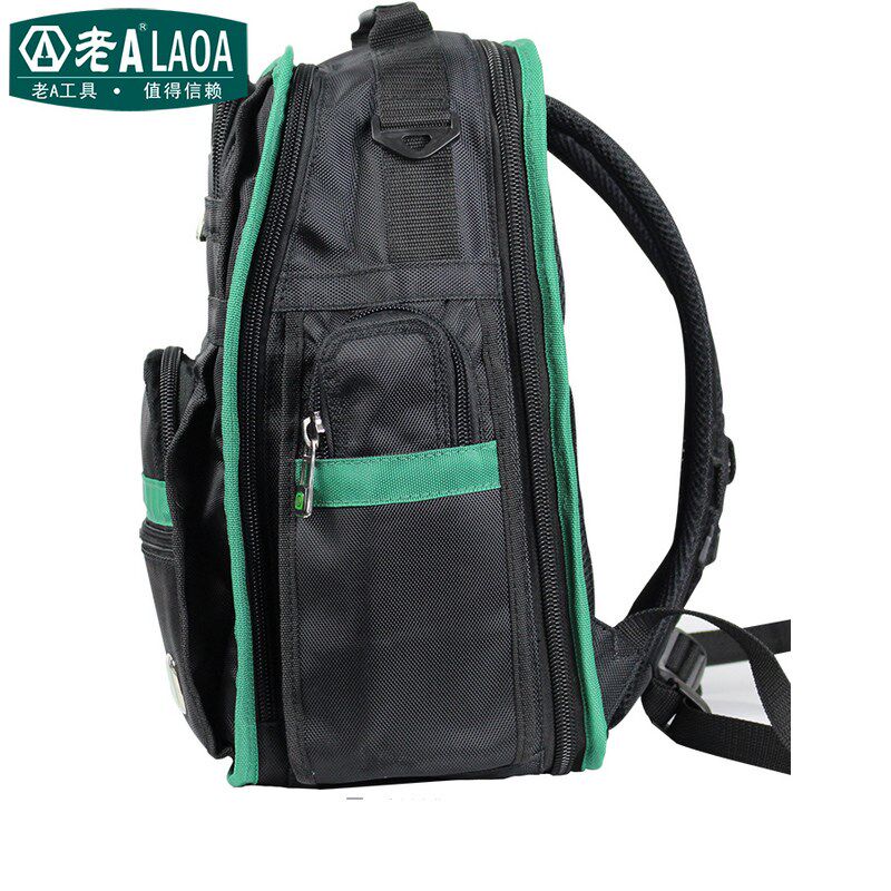 老A 双肩工具包 多功能背包 帆布加厚多隔层缓冲垫电工包LA115701