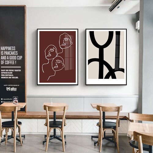 轻奢沙发背景墙装饰画客厅小众北欧风格抽象线条餐厅挂画艺术壁画