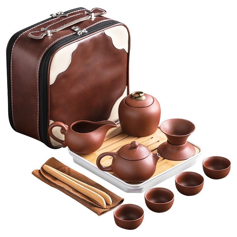 紫砂日式茶具套装功夫茶具喝茶壶套装家用简约禅意茶盘便携旅行包