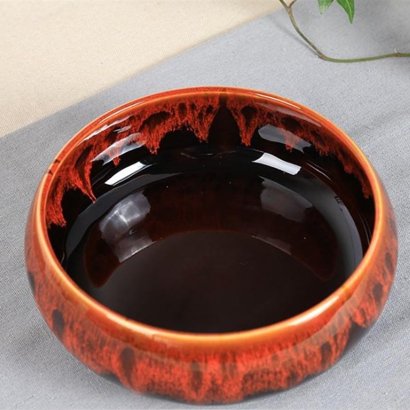 创意敞口陶瓷装饰烟灰缸大码 家用客厅中式办公 多功能垃圾收纳缸
