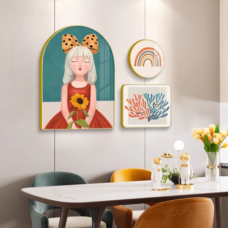 北欧风格餐厅装饰画创意组合饭厅餐桌背景墙挂画客厅高档新款壁画