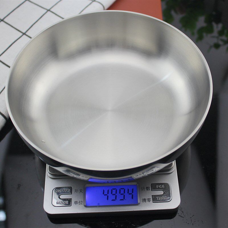 加厚18-10不锈钢碗冷面碗水果碟盘304蒸水蛋菜多用碗碟盘15.8CM